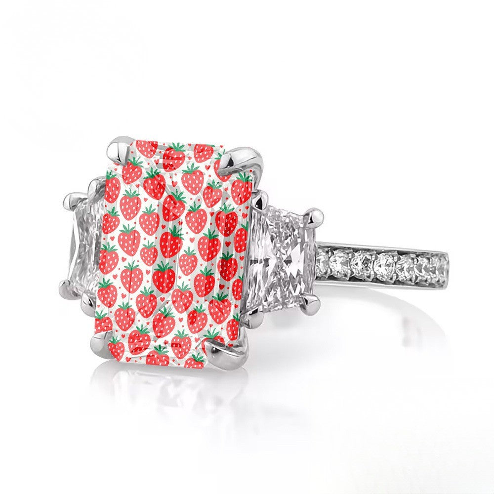 Red Strawberry Square Ring