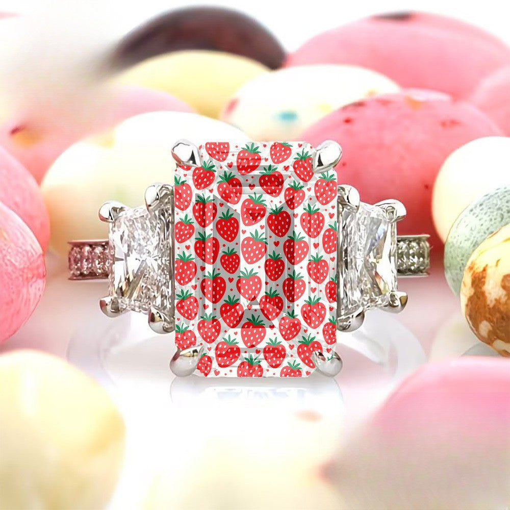 Red Strawberry Square Ring