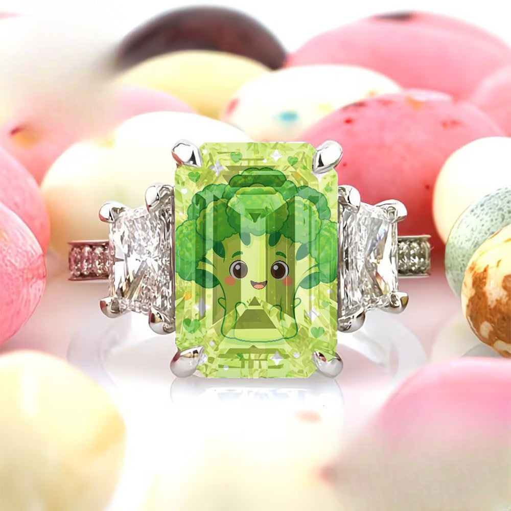 Green Broccoli Square Ring