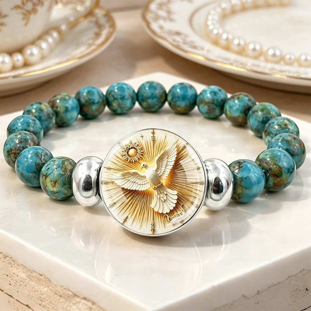 Radiant Dove & Turquoise Bead Bracelet