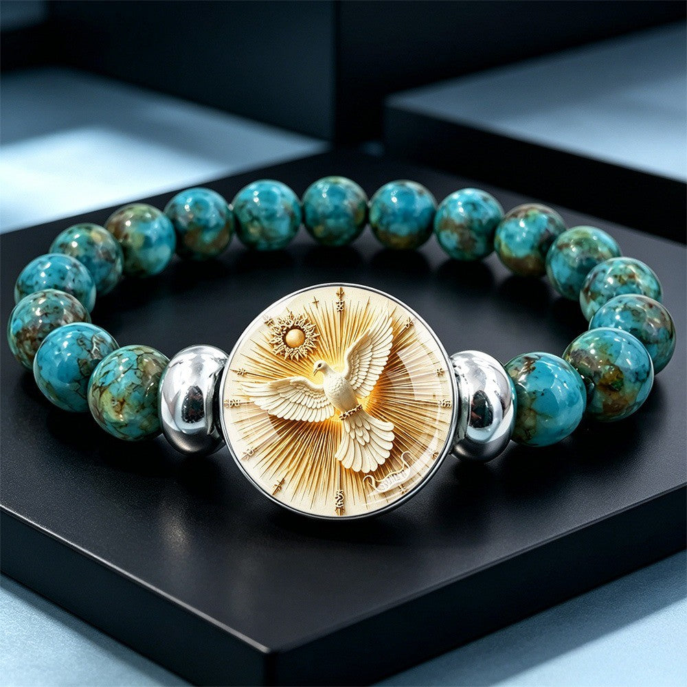 Radiant Dove & Turquoise Bead Bracelet