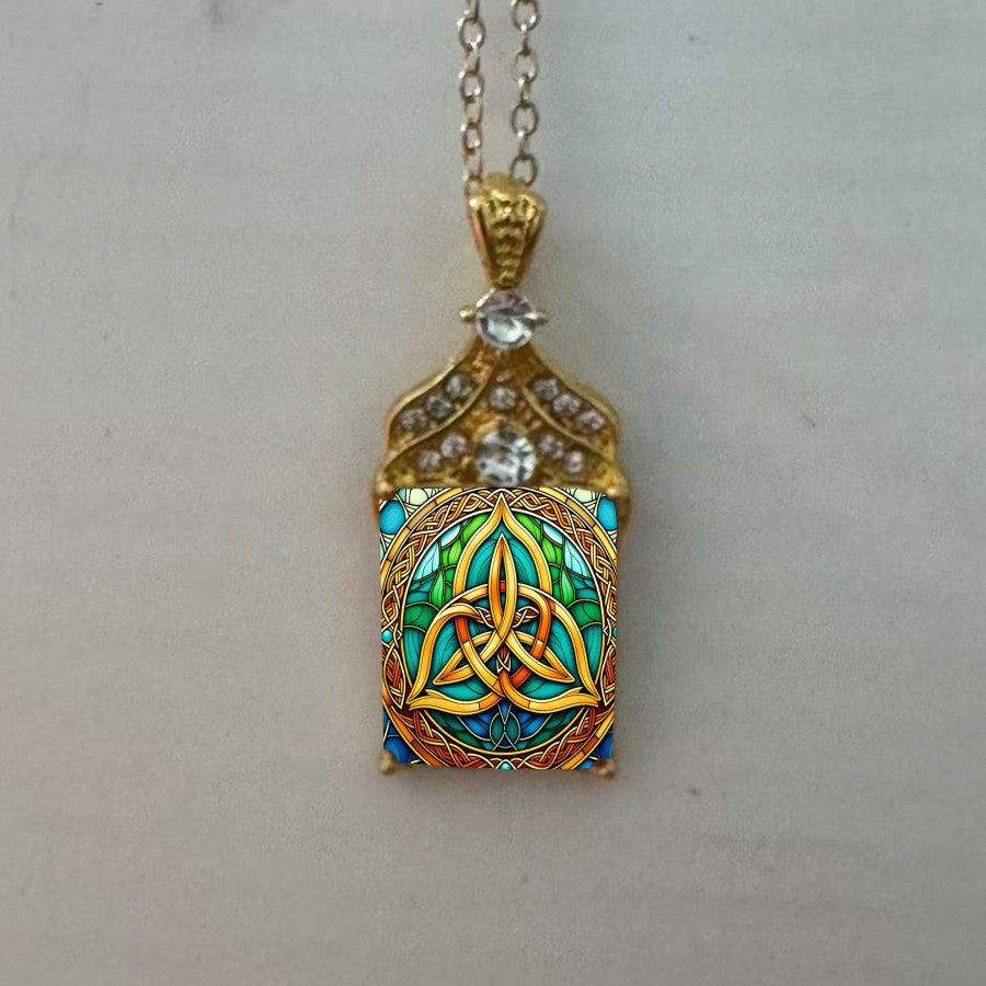 Triquetra Stained Glass Pendant Necklace