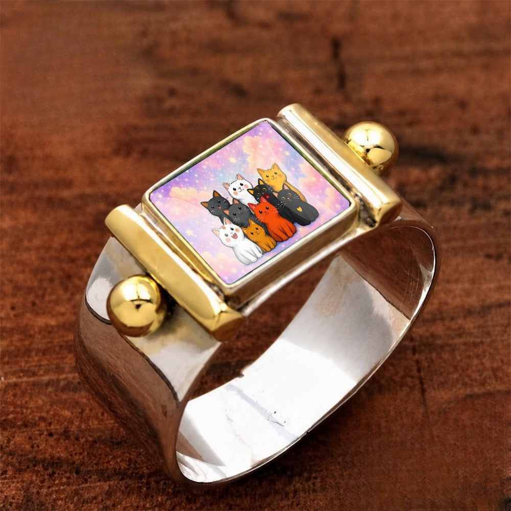 Colorful Cat Group Square Ring