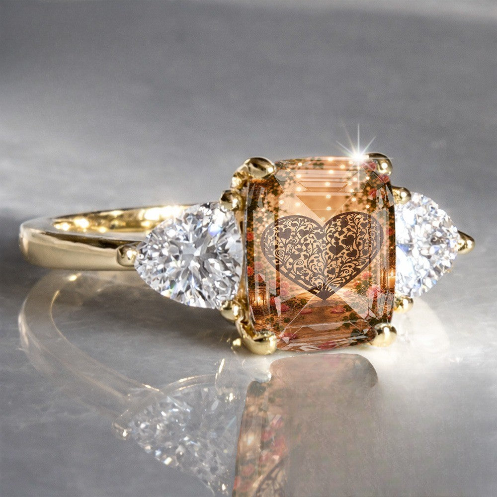 Filigree Heart Rectangular Ring