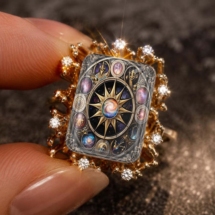 Galaxy Compass Square Ring