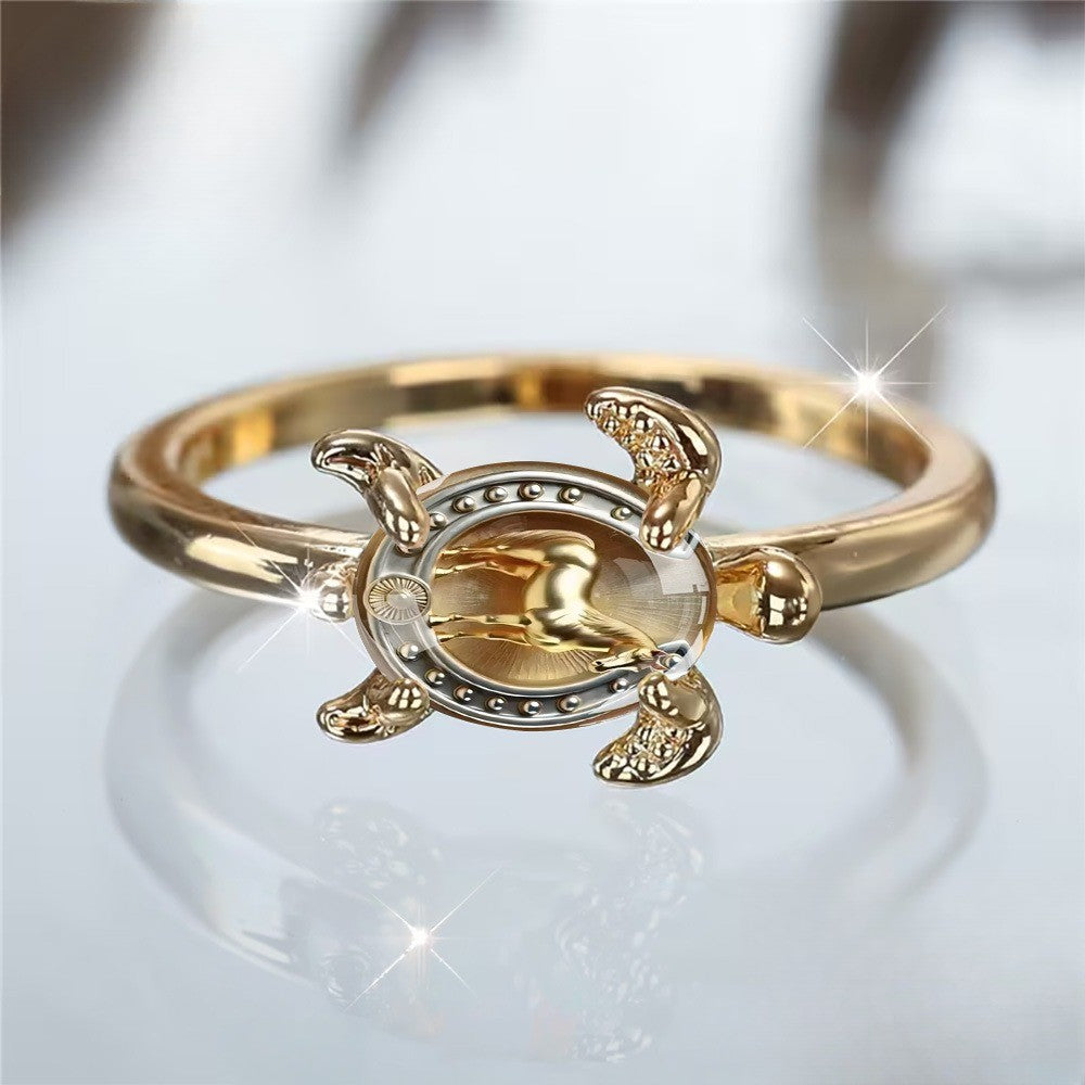 Turtle & Horse Motif Ring