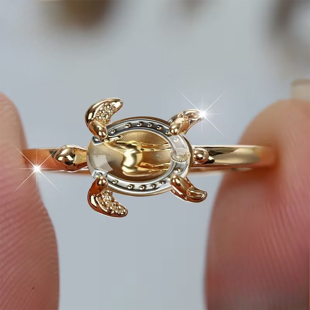 Turtle & Horse Motif Ring