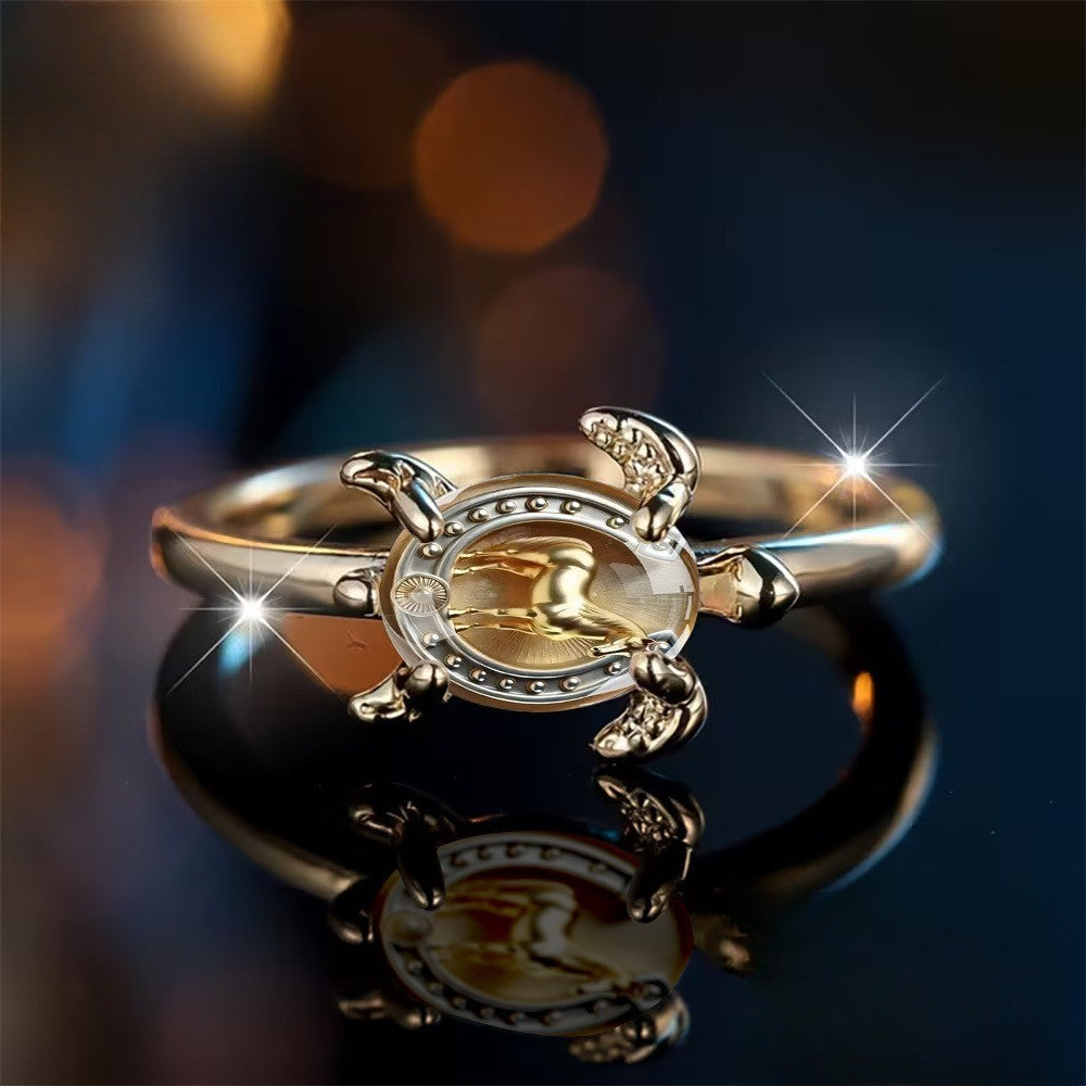 Turtle & Horse Motif Ring