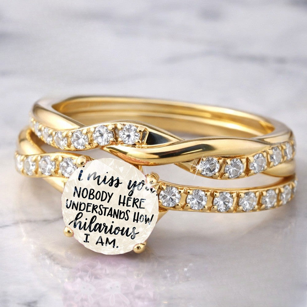 Twisted Crystal Humor Message Ring