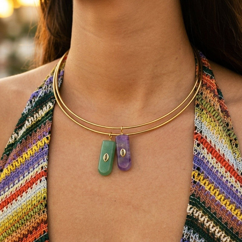 Multi-Strand Stone Fish Choker Necklace
