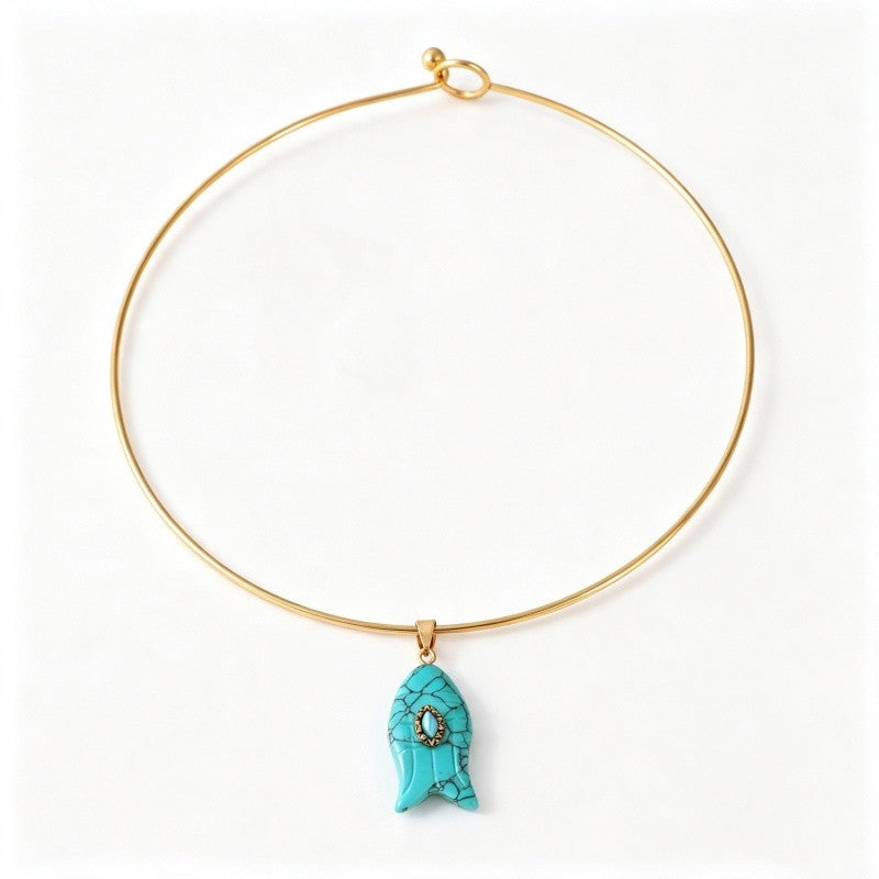 Multi-Strand Stone Fish Choker Necklace