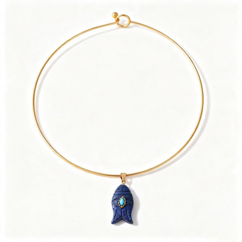 Multi-Strand Stone Fish Choker Necklace