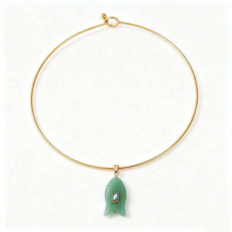 Multi-Strand Stone Fish Choker Necklace