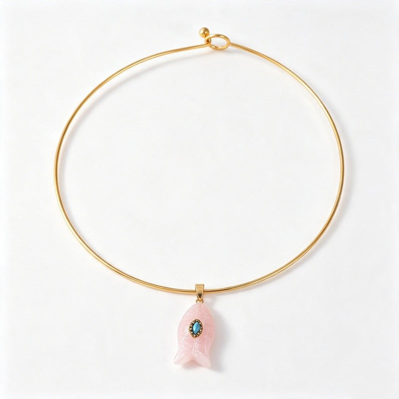 Multi-Strand Stone Fish Choker Necklace