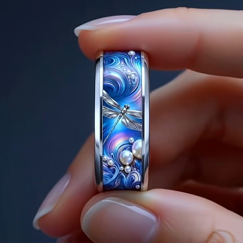 Dragonfly Swirl Resin Ring