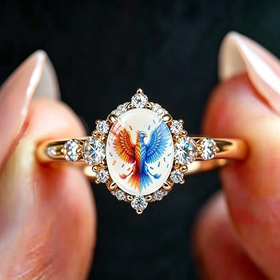 Colorful Phoenix Oval Ring