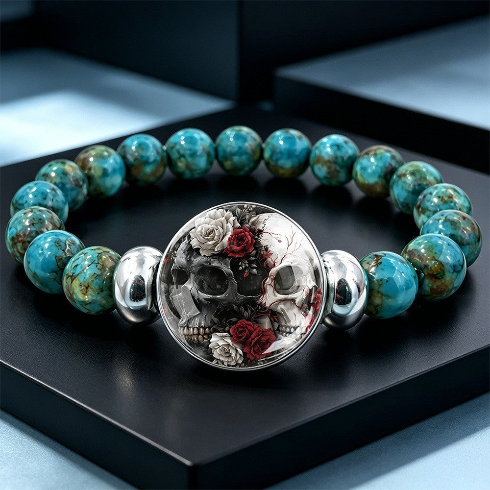 Skull & Rose Stone Bracelet