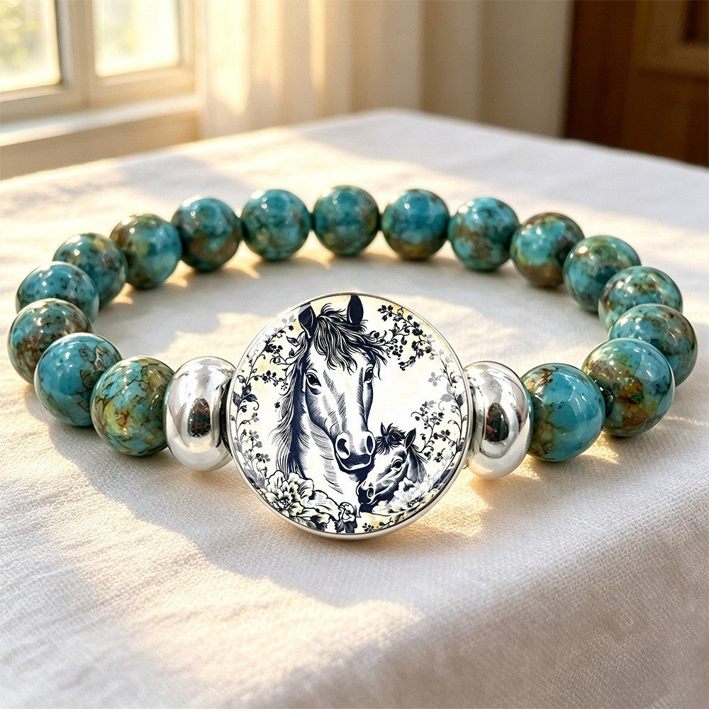 Horse & Floral Stone Bracelet