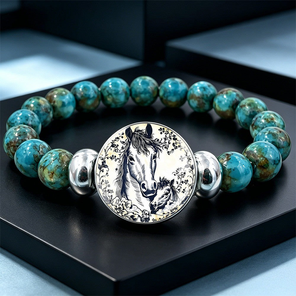 Horse & Floral Stone Bracelet