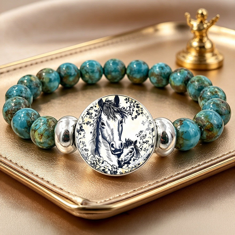 Horse & Floral Stone Bracelet
