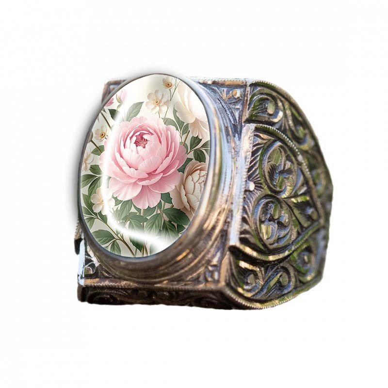 Pink Peony Floral Ring