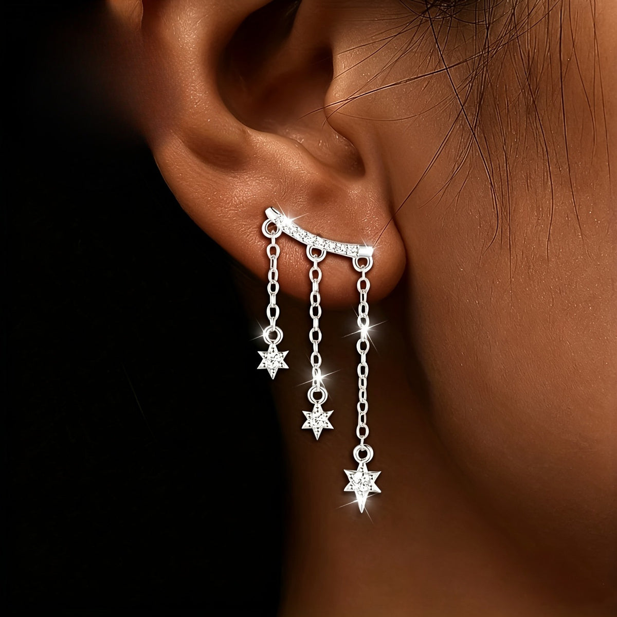 Crystal Star Tassel Earrings