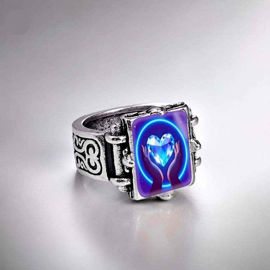 Blue Heart & Hands Ring