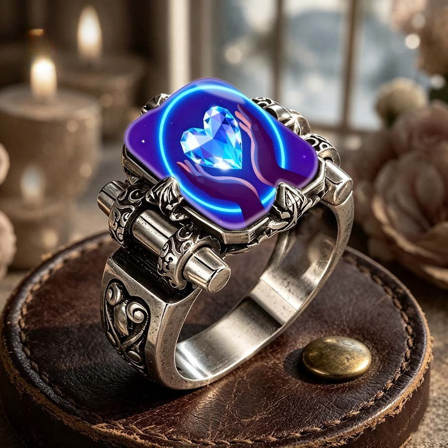 Blue Heart & Hands Ring