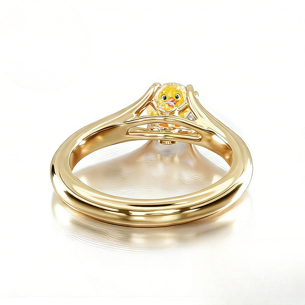 Yellow Duck Charm Ring