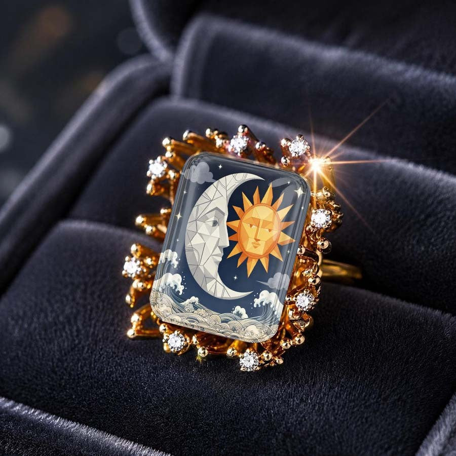 Sun Moon Wave Statement Ring