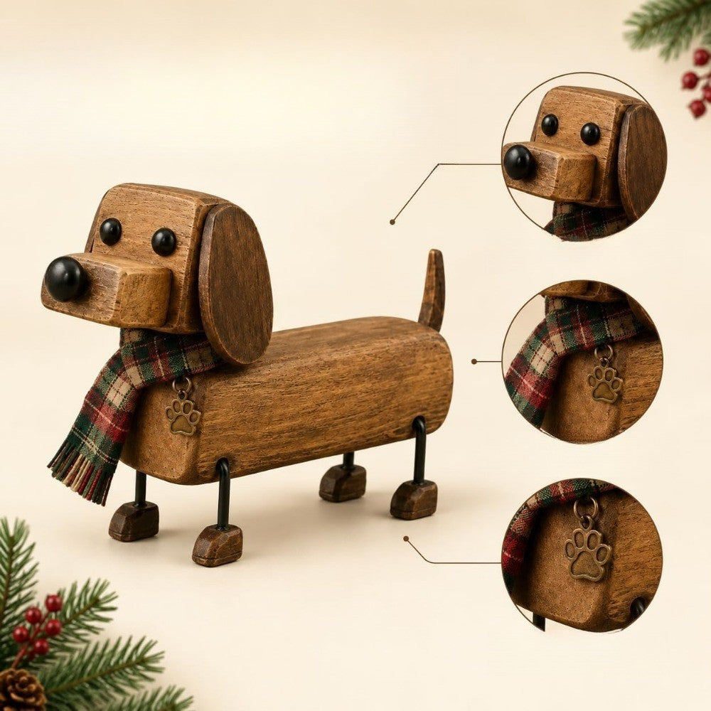 Wooden Dachshund Figurine