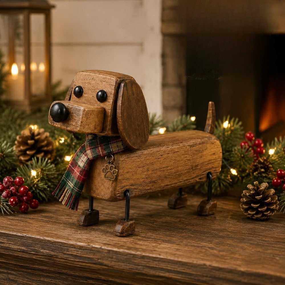 Wooden Dachshund Figurine