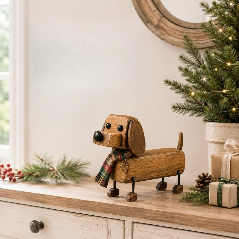 Wooden Dachshund Figurine