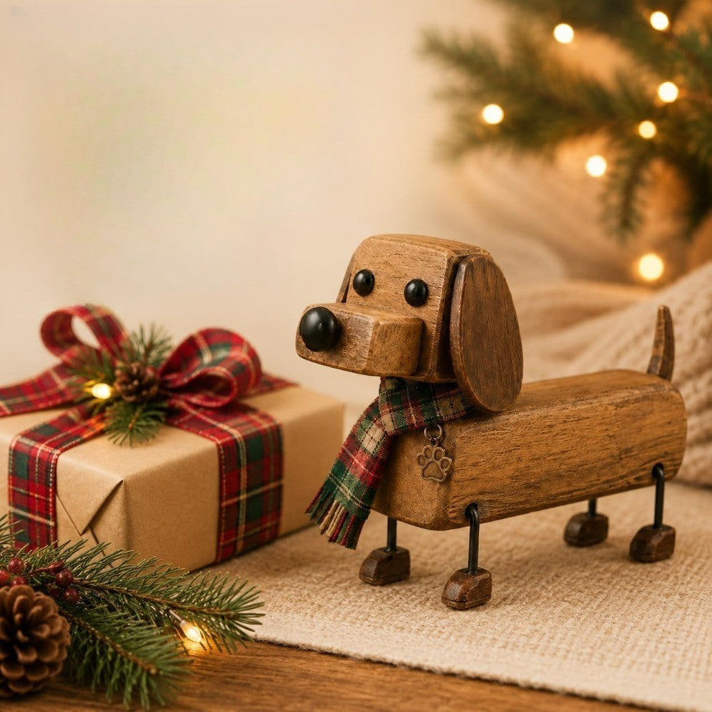Wooden Dachshund Figurine