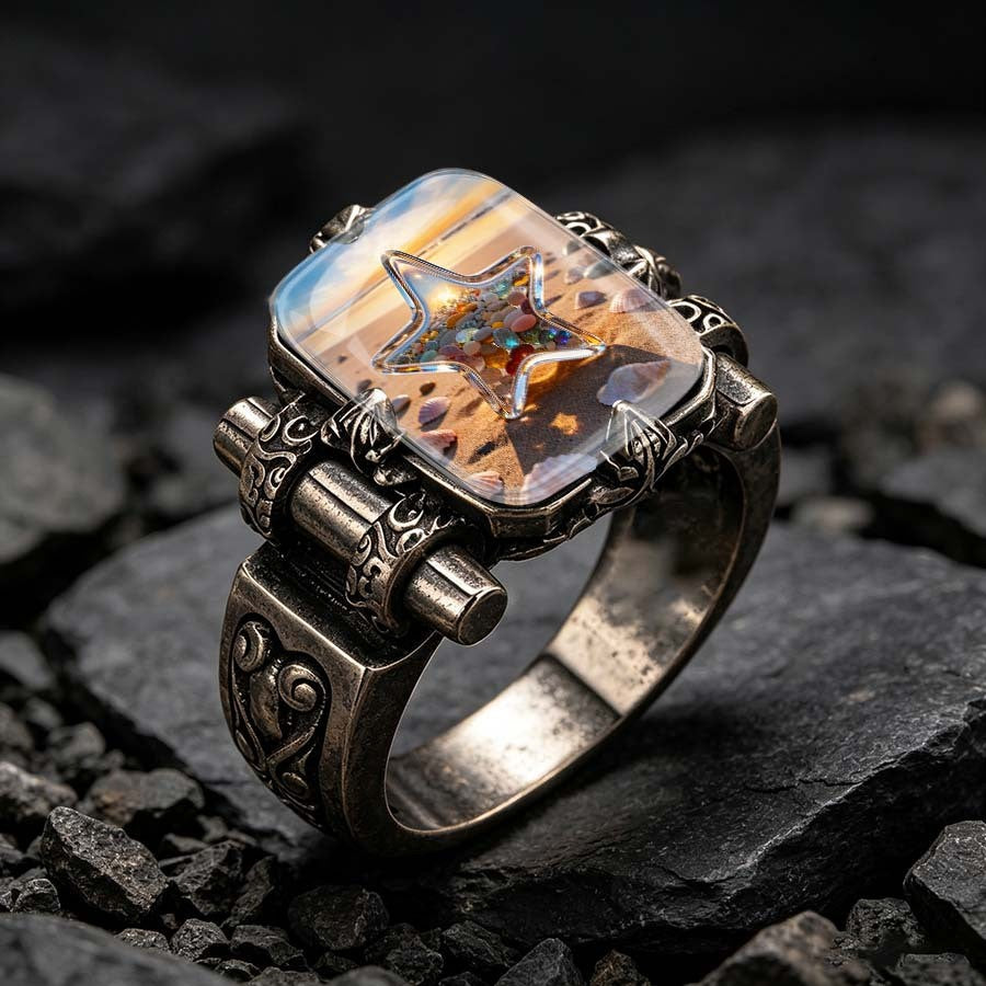 Starfish Beach Scene Ring