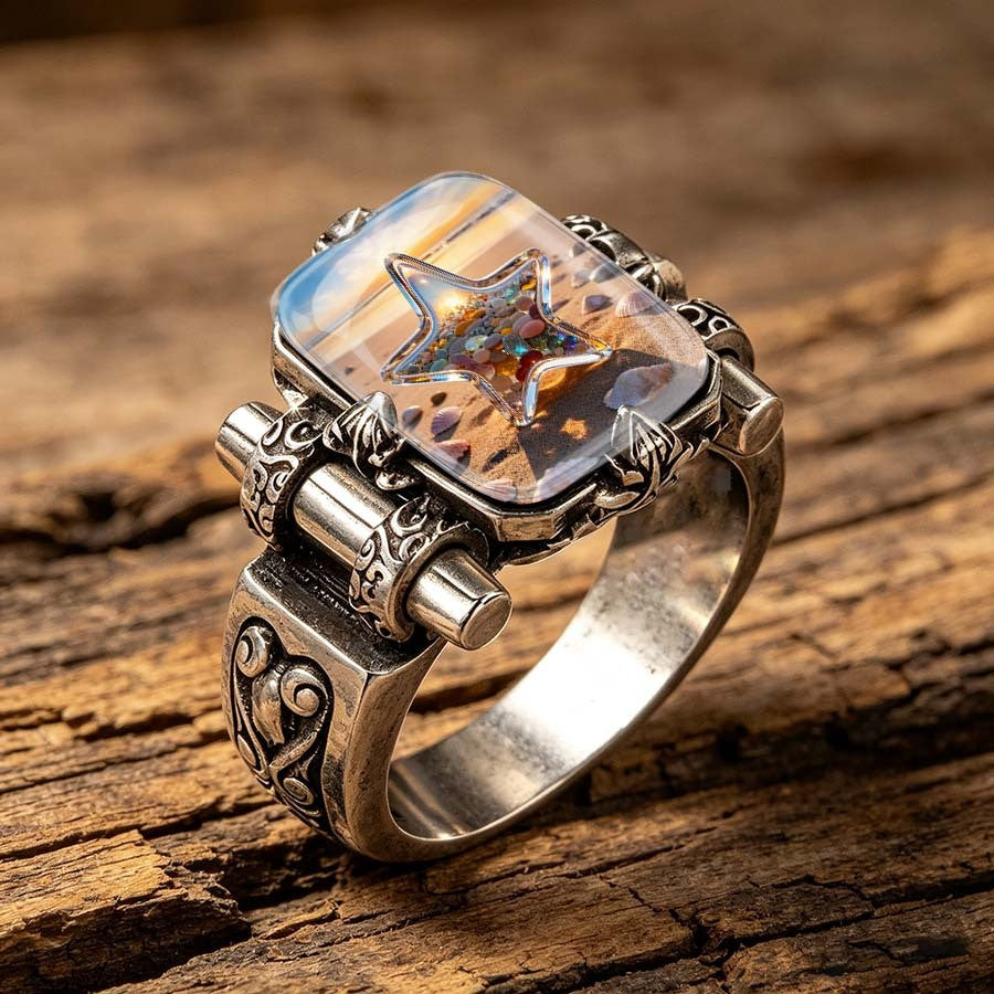 Starfish Beach Scene Ring