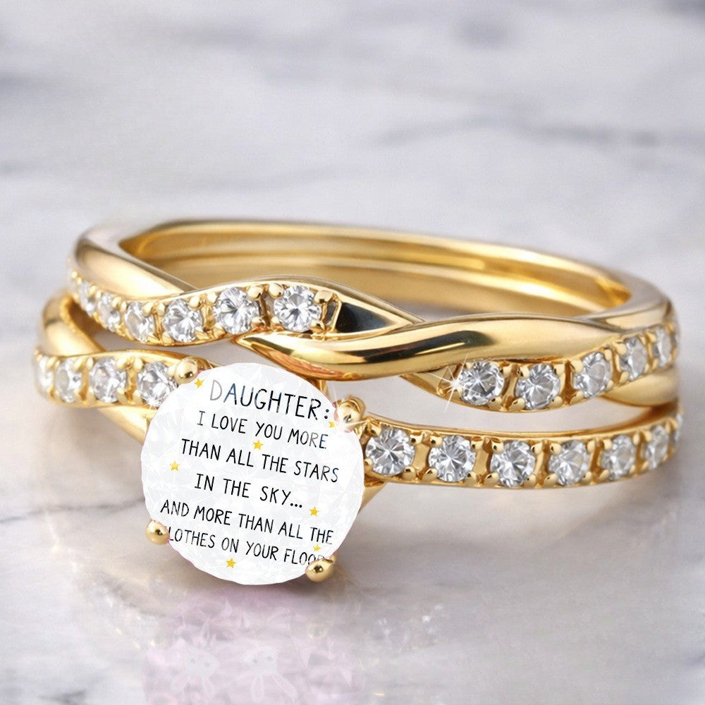 Braided Crystal Daughter Message Ring