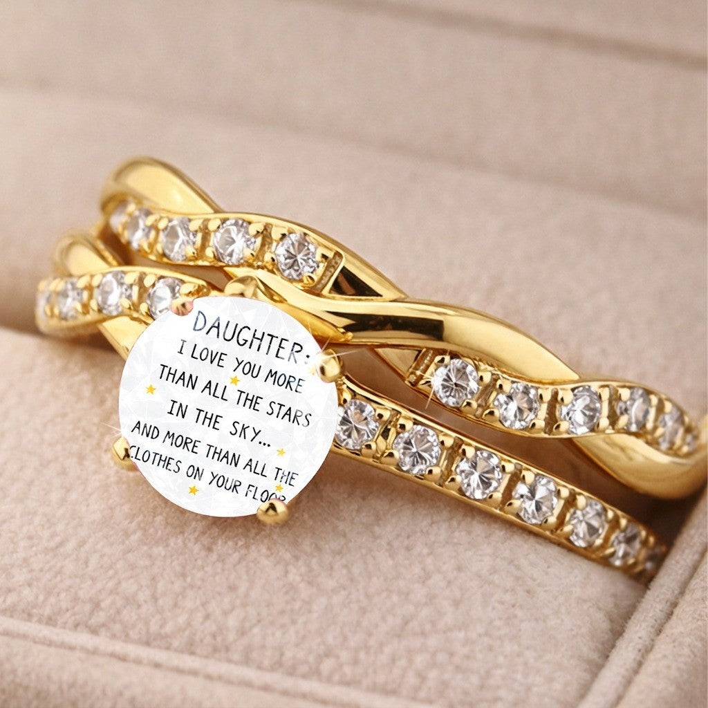 Braided Crystal Daughter Message Ring