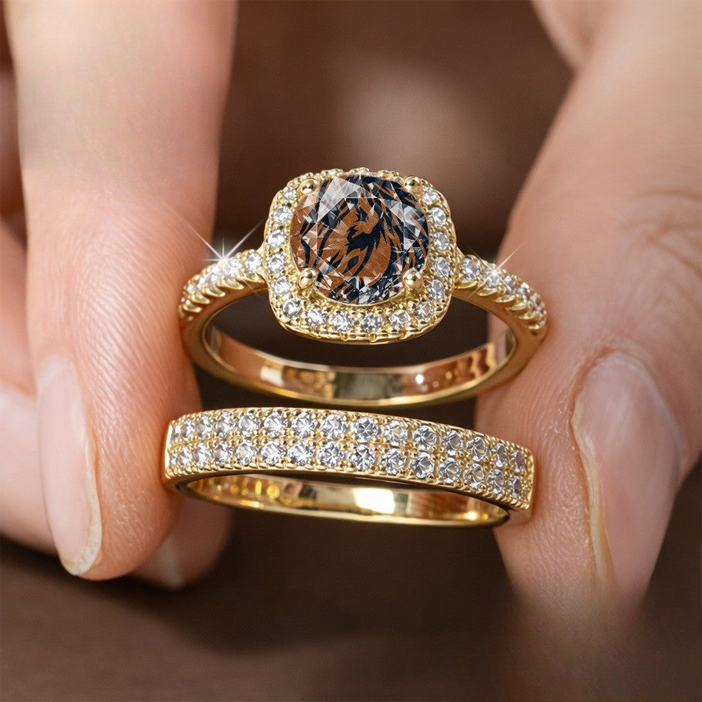 Leopard Print Square Ring Set