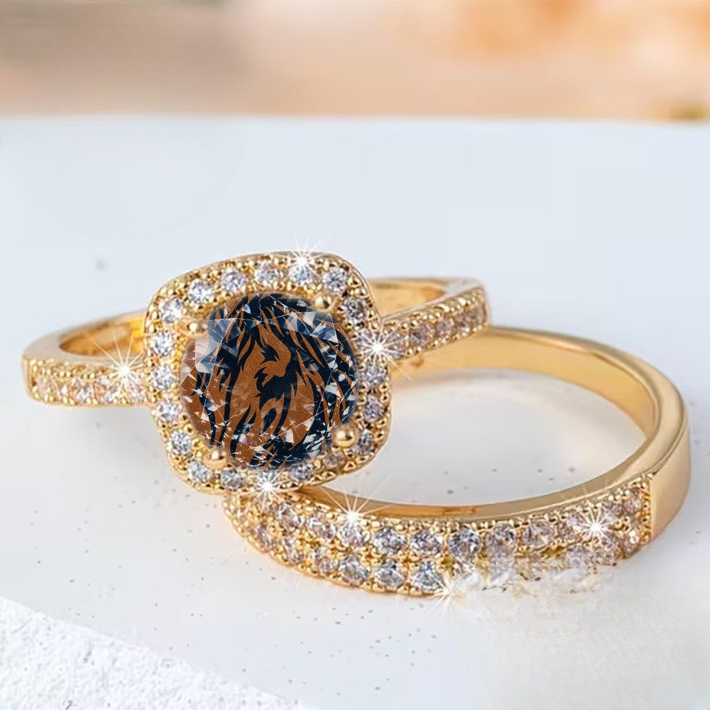 Leopard Print Square Ring Set