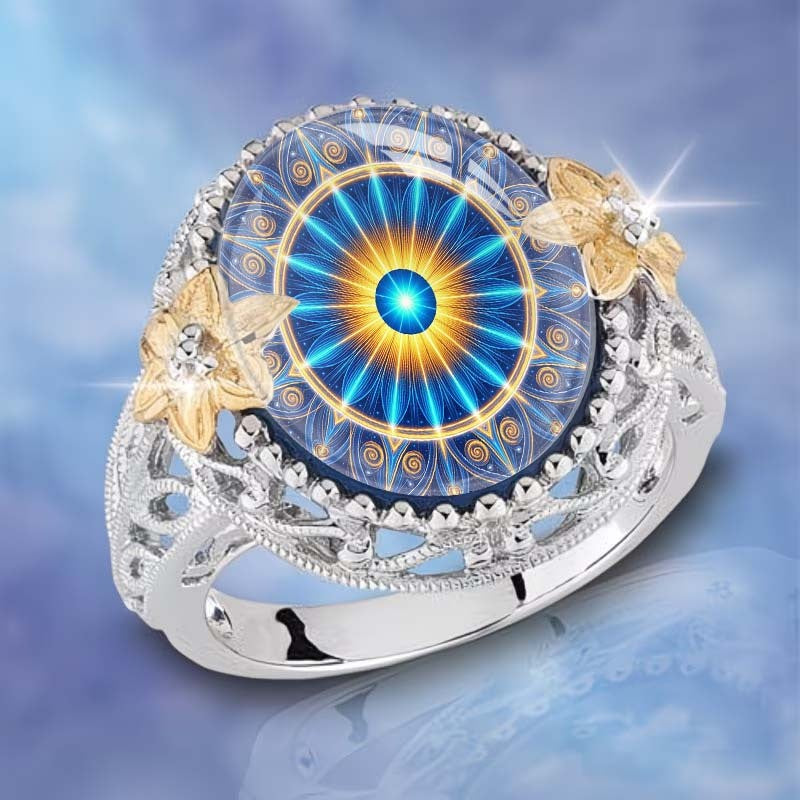 Blue Radiant Mandala Ring