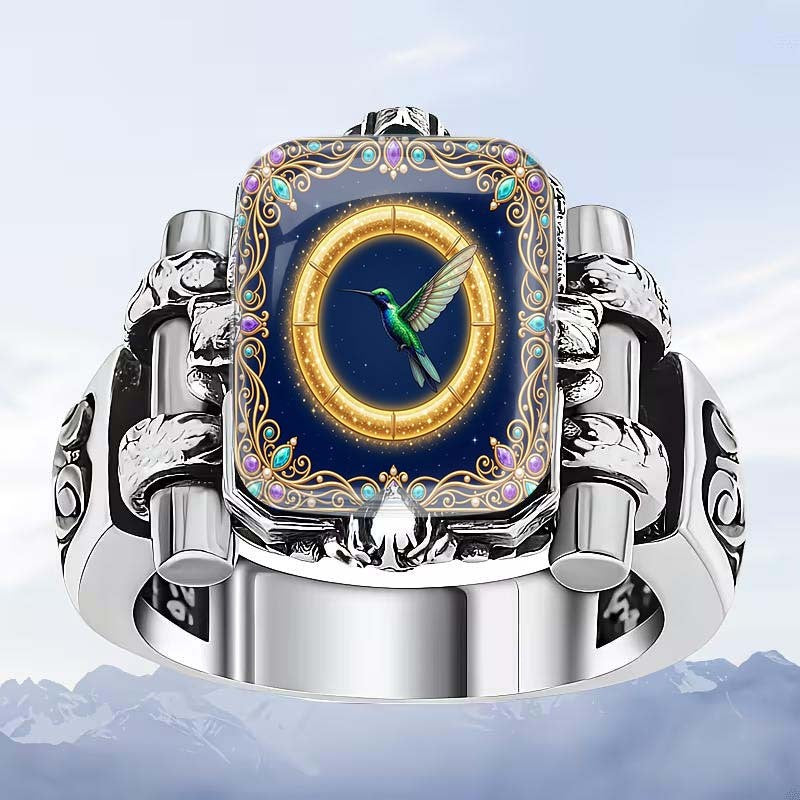 Hummingbird Square Statement Ring