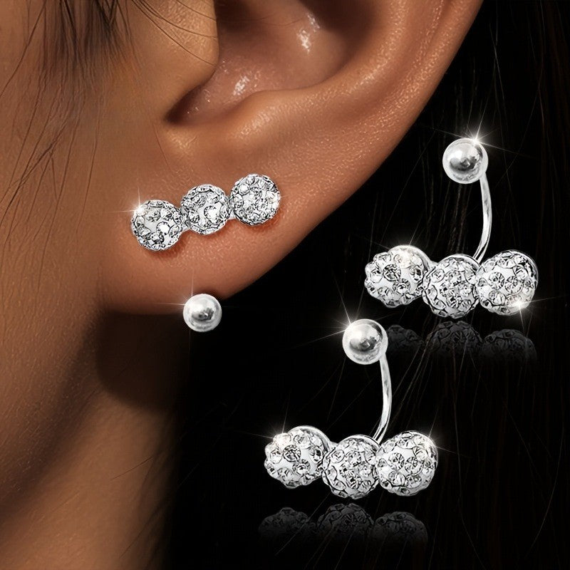 Three Ball Crystal Earrings