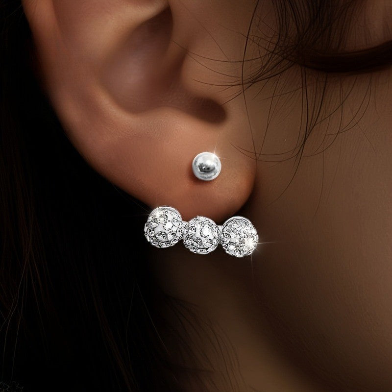 Three Ball Crystal Earrings