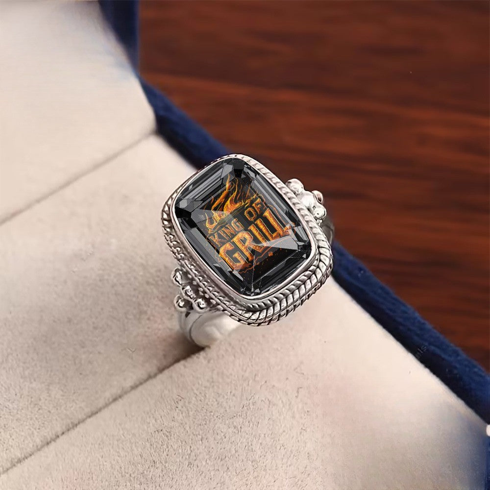 Black Square Flame Ring