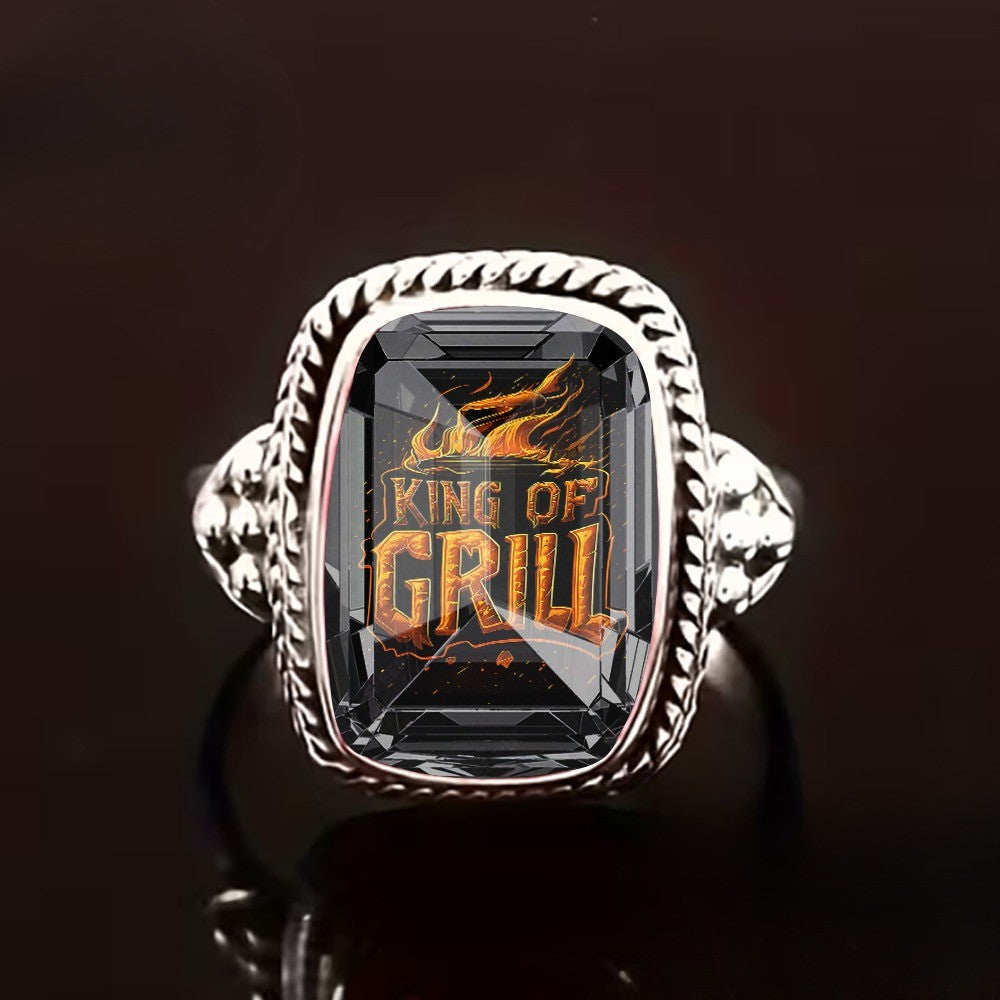 Black Square Flame Ring