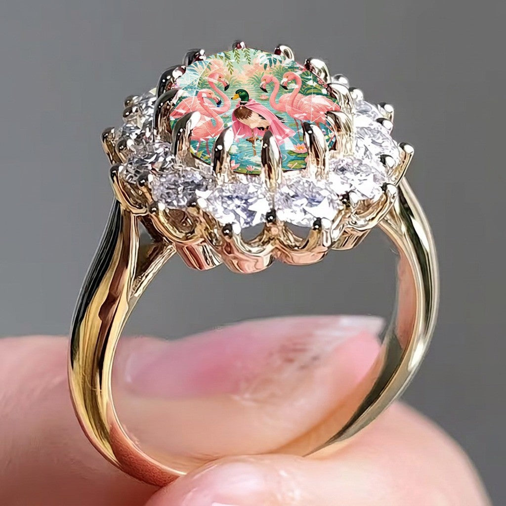 Flamingo Glass Dome Ring
