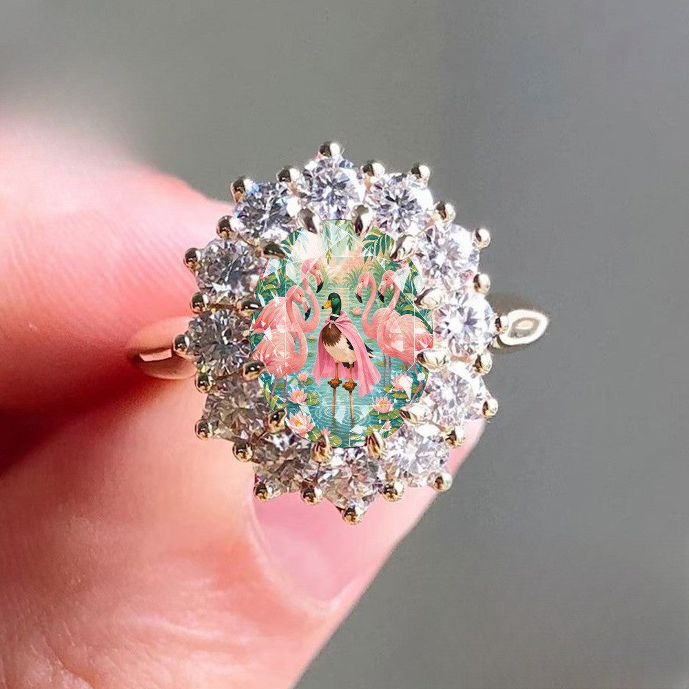 Flamingo Glass Dome Ring