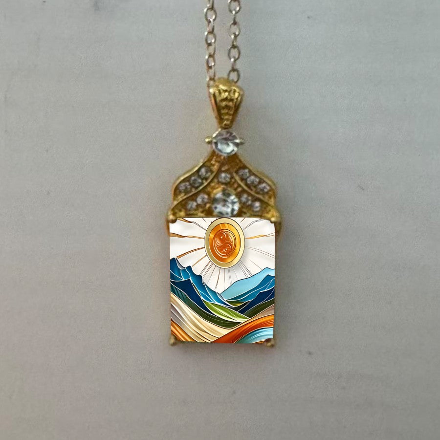 Sun & Waves Landscape Pendant Necklace
