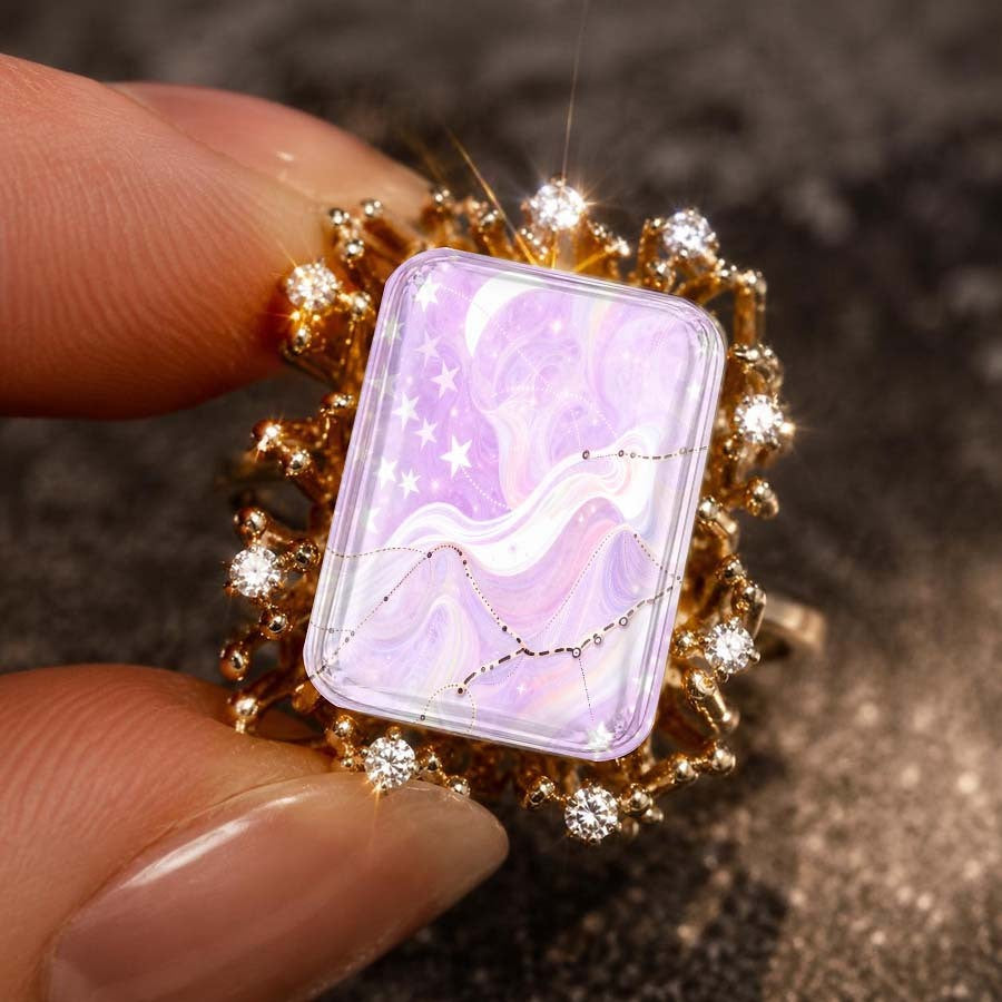 Purple Constellation Rectangle Ring